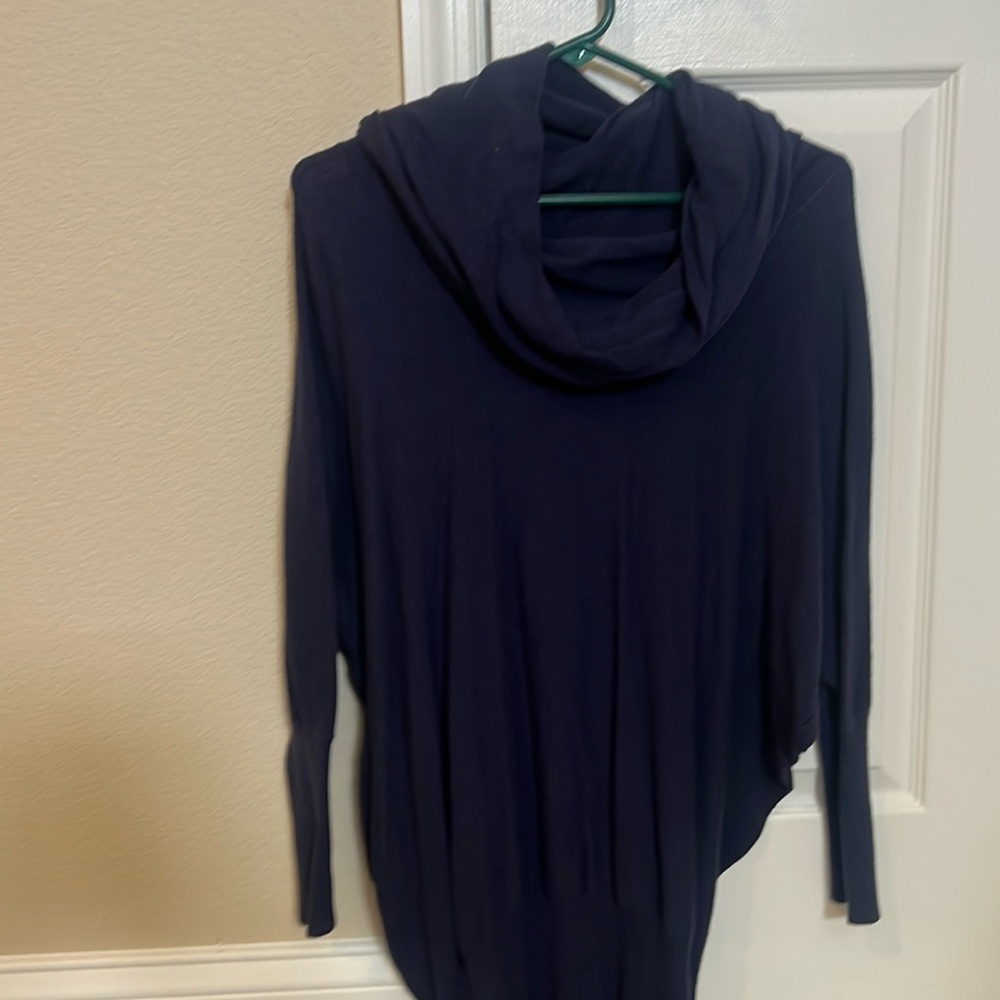 Navy slouchy turtleneck top